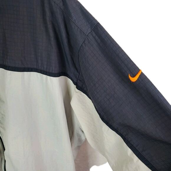 Vtg 90s Y2K Nike Jacket XL Nylon Black Grey Cream Swoosh Full Zip Windbreaker - Picture 4 of 15
